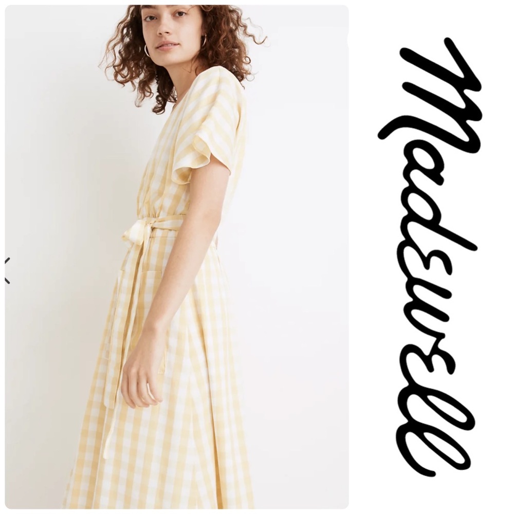 Madewell Gingham Check Dolman Sleeve Midi Dress - Picture 4 of 4